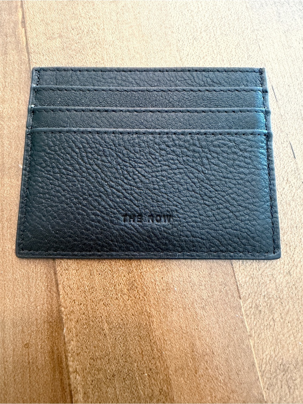 The Row Black Pebbled Leather Card Sleeve